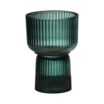Stor te-ljushållare KENSIE, glas, räfflad, grön-klar, 15,5cm, Ø10,5cm Stor te-ljushållare KENSIE, glas, räfflad, grön-klar, 15,5cm, Ø10,5cm