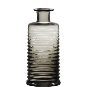 Dekorflaska i glas STUART med räfflor, grå-klar, 31cm, Ø14,5cm