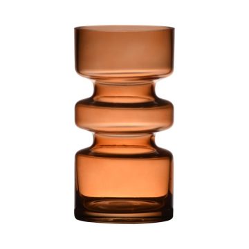 Dekorativ glasvas TAMLIN, orange-brun-klar, 17cm, Ø9cm