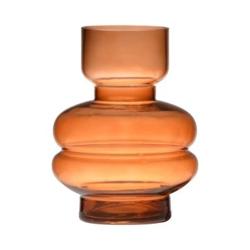 Dekorativ glasvas TAMLIN, orange-brun-klar, 15cm, Ø9cm