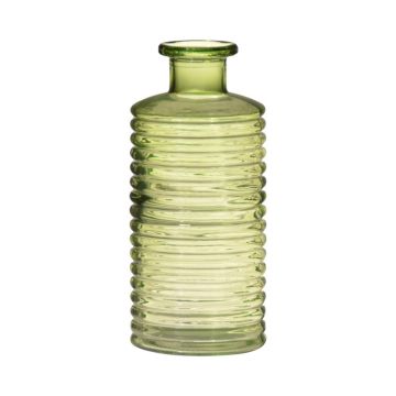 Dekorativ glasflaska STUART med räfflor, grön-klar, 31cm, Ø14,5cm