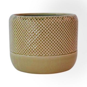 Kruka DANYLO i keramik, rombmönster, grönbrun, 15cm, Ø19cm