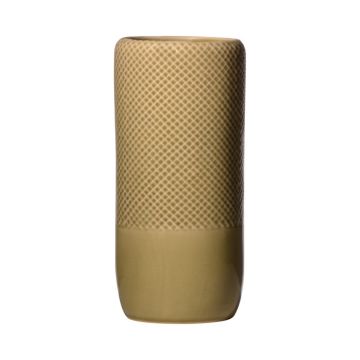 Vase DANYLO av keramik, rombmönster, grön-brun, 28cm, Ø13cm
