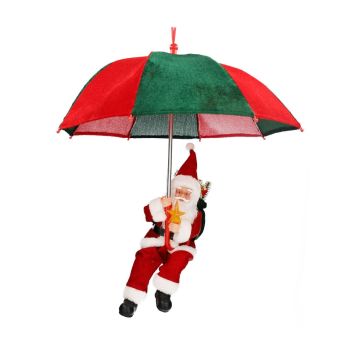 Hängande jultomte SISSON med paraply, LED-lampor, röd-grön, 77cm, Ø70cm Hängande jultomte SISSON med paraply, LED-lampor, röd-grön, 77cm, Ø70cm