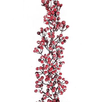 Dekorativ girland med snöbär ZENMIR, snötäckt, röd, 185cm, Ø25cm Dekorativ girland med snöbär ZENMIR, snötäckt, röd, 185cm, Ø25cm