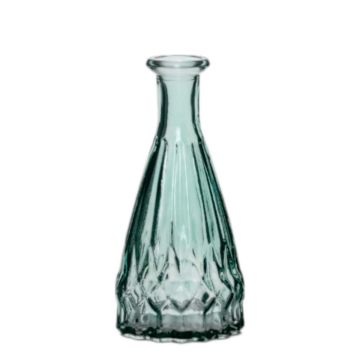 Flaskvas THIFFANY i glas, med räfflor, turkos-transparent, 14,5cm, Ø7cm Flaskvas THIFFANY i glas, med räfflor, turkos-transparent, 14,5cm, Ø7cm