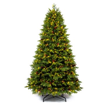 Konstgjord julgran SKIEN SPEED med kottar, LED-belysning, 195cm, Ø120cm Konstgjord julgran SKIEN SPEED med kottar, LED-belysning, 195cm, Ø120cm
