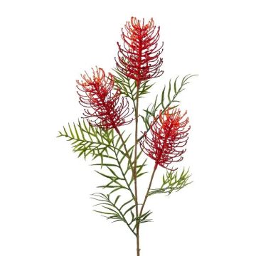 Konstgjord kvist av silverblad ZILFRA med blommor, röd, 85cm