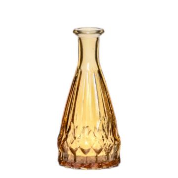 Flaskvas THIFFANY i glas, med räfflor, gul-transparent, 14,5cm, Ø7cm