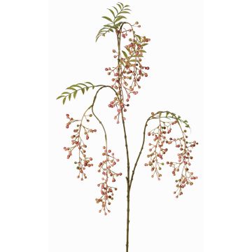 Konstgjord rönnkvist JANNAH med frukter, rosa-grön, 130cm