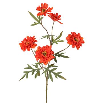 Dekorativ gren med krysantemum PRUDENCE, Eco Collection, röd-orange, 75cm, Ø5-6,5cm