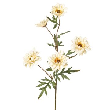 Dekorativ gren med krysantemum PRUDENCE, Eco Collection, krämgul, 75cm, Ø5-6,5cm