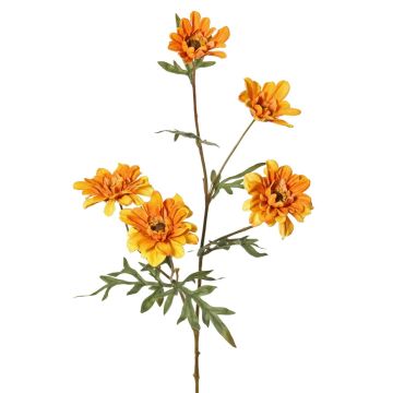 Dekorativ gren med krysantemum PRUDENCE, Eco Collection, gul-orange, 75cm, Ø5-6,5cm