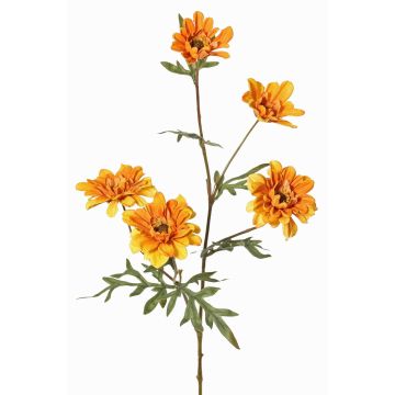 Dekorativ gren med krysantemum PRUDENCE, Eco Collection, gul-orange, 75cm, Ø5-6,5cm