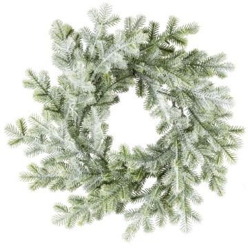 Dekorativ krans av idegran FUVRO, frusen, vitgrön, Ø28cm Dekorativ krans av idegran FUVRO, frusen, vitgrön, Ø28cm