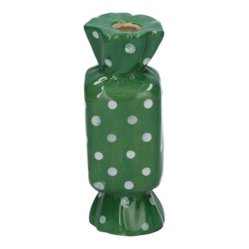 Fyrkantig blomvas Bonbon AMIEL i keramik, med prickar, grön-vit, 4,5x4,5x11,5cm Fyrkantig blomvas Bonbon AMIEL i keramik, med prickar, grön-vit, 4,5x4,5x11,5cm