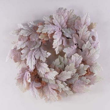 Konstgjord blomkrans av lönn HURSIK, torkad look, grå-grön-rosa, Ø50cm