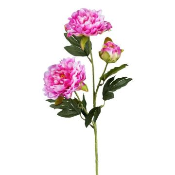 Konstgjord blomkvist med pion SLORMEK, cerise, 65cm