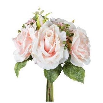 Konstgjord bukett med rosor NURZO med tillbehör, blekrosa, 30cm