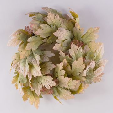 Konstgjord blomkrans av lönn HURSIK, torkad look, grön-cerise, Ø50cm
