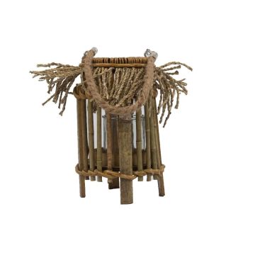 Korglykta ZACHARIE av bambu, handtag, glasinsats, beige, 24cm, Ø15cm Korglykta ZACHARIE av bambu, handtag, glasinsats, beige, 24cm, Ø15cm