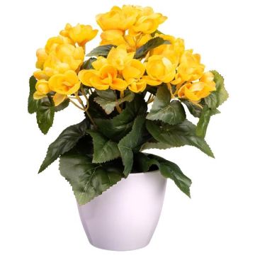 Konstgjord begonia SYLINA, vit dekorativ kruka, gul, 30cm Konstgjord begonia SYLINA, vit dekorativ kruka, gul, 30cm