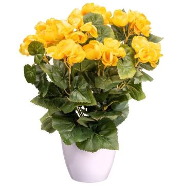 Konstgjord begonia SYLINA, vit dekorativ kruka, gul, 35cm Konstgjord begonia SYLINA, vit dekorativ kruka, gul, 35cm