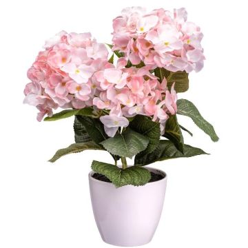 Dekorativ blomma hortensia SLORFIN i vit dekorativ kruka, rosa, 30cm Dekorativ blomma hortensia SLORFIN i vit dekorativ kruka, rosa, 30cm