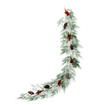 Konstgjord julgirland BREKSTAD, bär, kottar, snötäckt, 150cm, Ø20cm Konstgjord julgirland BREKSTAD, bär, kottar, snötäckt, 150cm, Ø20cm