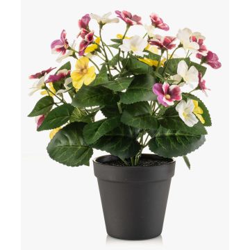 Konstgjord pensé NORHA i dekorativ kruka, vit-lila-gul, 30cm Konstgjord pensé NORHA i dekorativ kruka, vit-lila-gul, 30cm