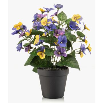 Konstgjord pensé NORHA i dekorativ kruka, gul-blå-lila, 30cm
