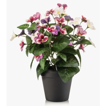 Konstgjord pensé NORHA i dekorativ kruka, cerise-lila-vit, 30cm