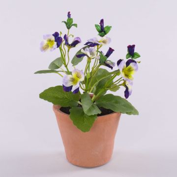 Dekorativ konstblomma, pensé BAHNY i terrakottakruka, violett-vit, 17cm Dekorativ konstblomma, pensé BAHNY i terrakottakruka, violett-vit, 17cm
