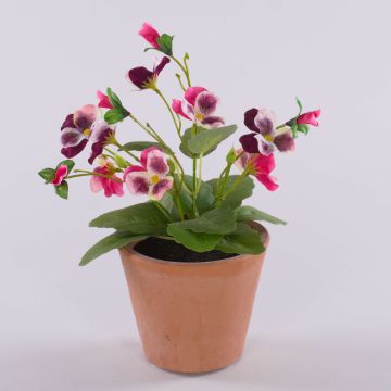Dekorativ konstblomma, pensé BAHNY i terrakottakruka, cerise-vit, 17cm Dekorativ konstblomma, pensé BAHNY i terrakottakruka, cerise-vit, 17cm
