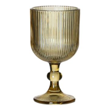 Vinglas GENOVEFA med räfflor, bärnstensfärgat-klart, 16cm, Ø9cm