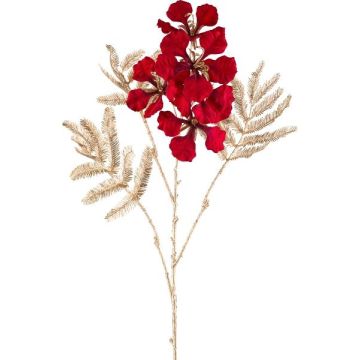 Dekorativ kvist av flammträd FROLKA med blommor, röd-guld, 85cm Dekorativ kvist av flammträd FROLKA med blommor, röd-guld, 85cm