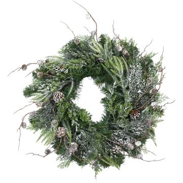 Konstgjord grankrans STOCKTON, grön, snötäckt, Ø60cm