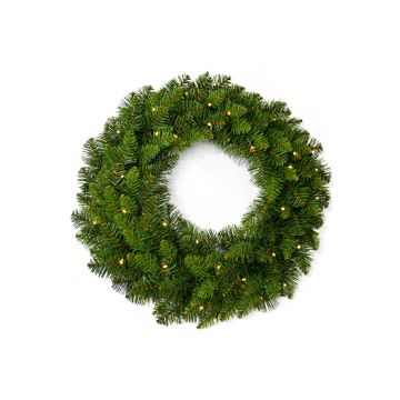 Konstgjord grankrans OXNARD, grön, LED-lampor, Ø60cm