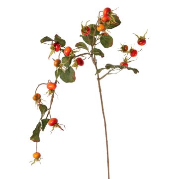 Konstgjord äppelrosgren FILONAS med nypon, orange-röd, 105cm
