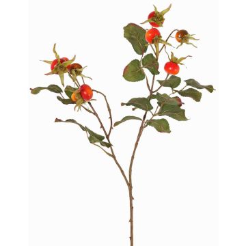 Konstgjord äppelrosgren FILONAS med nypon, orange-röd, 60cm