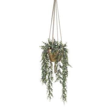 Konstgjord hängväxt Eukalyptus RAMINA, keramikkruka guld, grågrön, 75cm