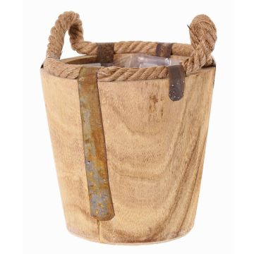 Träöverkruka DABIH med rep-handtag, brun, 19cm, Ø20cm