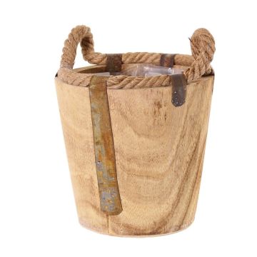 Träöverkruka DABIH med rep-handtag, brun, 19cm, Ø20cm Träöverkruka DABIH med rep-handtag, brun, 19cm, Ø20cm
