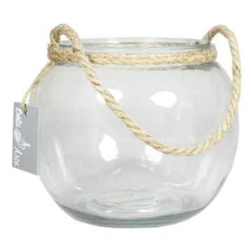 Ljusstake, kulformad vas DAVY i glas, med handtag, klar, 15cm, Ø18cm Ljusstake, kulformad vas DAVY i glas, med handtag, klar, 15cm, Ø18cm
