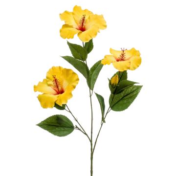 Konstgjord hibiskusgren AMADOU med blommor, gul, 80cm Konstgjord hibiskusgren AMADOU med blommor, gul, 80cm