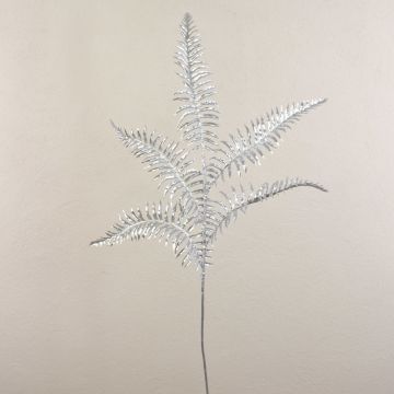 Dekorativ Boston-ormbunke, kvist NAKHON med glitter, silver, 120cm Dekorativ Boston-ormbunke, kvist NAKHON med glitter, silver, 120cm
