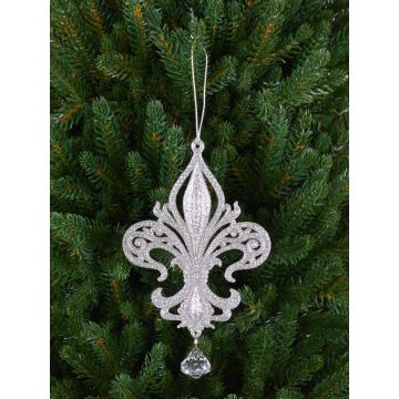 Akrylhängsmycke heraldisk lilja AZARIEL, glitter, silver, 15cm Akrylhängsmycke heraldisk lilja AZARIEL, glitter, silver, 15cm