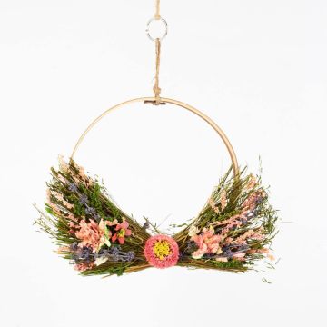 Torkad blomkrans GALENO på ring, rosa-lila, 36,5cm, Ø30cm Torkad blomkrans GALENO på ring, rosa-lila, 36,5cm, Ø30cm