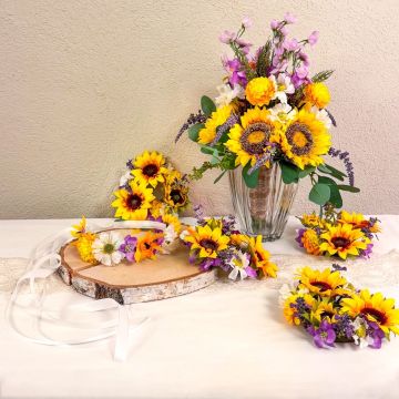 Joyful Bride - personlig brudbukett med ljuskransar och hårband - kundönskemål från Sheridan