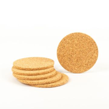 Runda glasunderlägg av kork DARREN, 6 st, naturfärgade, Ø9cm, tjocklek 0,5cm Runda glasunderlägg av kork DARREN, 6 st, naturfärgade, Ø9cm, tjocklek 0,5cm